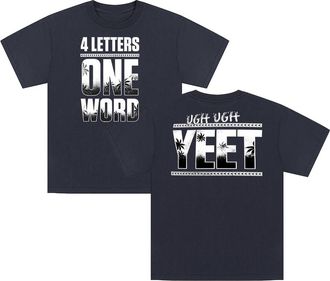 Generic Jey USO Four Letters One Word Yeet T-Shirt Crewneck Short Sleeve Cotton Tee Women Men Streetwear Tops (Navy,L)
