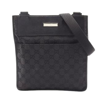 Gucci Pre-owned Cross Body Bags, female, Black, Size: ONE SIZE Pre-owned GG Canvas Leather Shoulder Bag