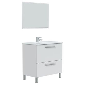 HOMN Mueble de ba&ntilde;o 1 caj&oacute;n 1 puerta con espejo, sin lavabo, 80 cm