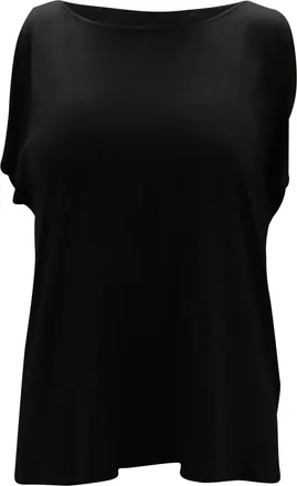 Alice & Olivia Alice + Olivia Bateau Neckline Sleeveless Top in Black Rayon