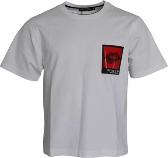 Dolce & Gabbana Mens Lips Print Short Sleeve Tee - White Cotton - Size EU 44 (Mens)