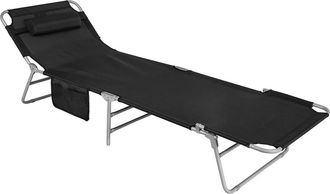 SoBuy Tumbona Inclinable De Acero Color Negro Plegable Con Almohada Playa Piscina Jard&iacute;n Mecedora Ogs35-sch Sobuy Es