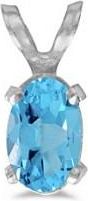Allurez Oval Blue Topaz Solitaire Pendant Necklace 14K White Gold (0.57ct)