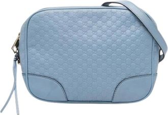 Gucci Pre-owned Cross Body Bags, female, Blue, Size: ONE SIZE Pre-owned Embossed Leather Crossbody Bag