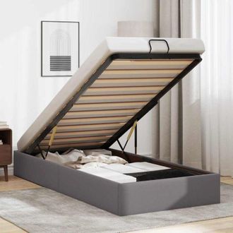 vidaXL Struttura Letto Pouf senza Materasso Grigio 90x200cm Similpelle Vidaxl