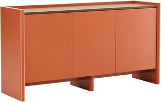 Oviala Aparador moderno rectangular de 3 puertas L140 cm naranja