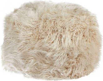 Beliani Pouffe Light Beige Faux Fur 70 x 70 x 45 cm EPS Beads Filling Solid Pattern Square Fabric Footstool Modern Boho Style TUKKI
