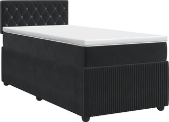 vidaXL Cama Box Spring Con Colch&oacute;n Negro 100 X 200 Cm Terciopelo Vidaxl