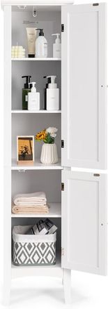 Costway Costway - Mobile Da Bagno Alto Con 2 Ante, Armadio Da Terra Con 5 Vani, Mobile Colonna Per Bagno Cucina Soggiorno, 37 X 37 X 160 Cm (bianco)