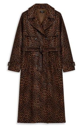 Noize Albina Faux Leather Trench Coat in Burnt at Nordstrom Rack, Size Medium