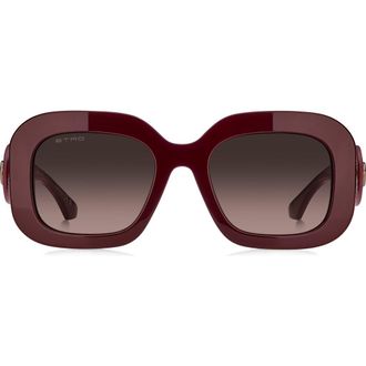 Etro 52mm Gradient Rectangular Sunglasses in Burgundy/Brown at Nordstrom