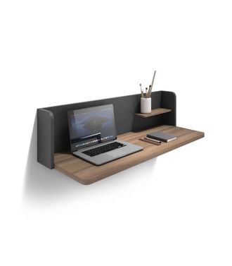 HERDASA Herdasa - Mesa Estudio Para Colgar Mod-roman Acabado Nogal/grafito, 35 X 90 X 25 Cm (fondo X Ancho X Alto)