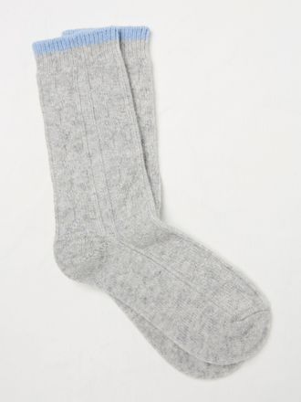 Fat Face FatFace Grey Cashmere Blend Cable Socks