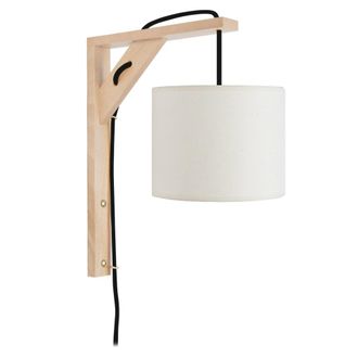 Tosel Aplique de pared madera Alt.16cm natural ;Pantalla: beige