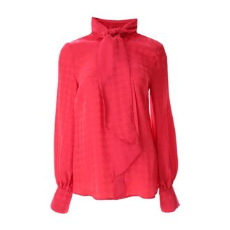 Msgm Blouses, female, Pink, Size: L Jacquard Shirt
