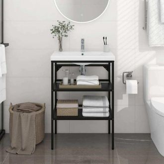 vidaXL Estructura De Lavabo De Hierro Negro 59x38x83 Cm Vidaxl