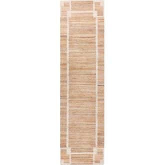 Beliani Tappeto rettangolare in juta con motivo 80 x 300 cm Tessuto Stile rustico Soggiorno Camera da letto Beige chiaro Gondia