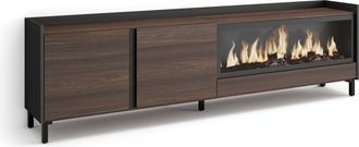 Skraut Home Skraut Home - Mueble Tv, Televisi&oacute;n, Muebles De Sal&oacute;n, Almacenaje, 212x35x61cm, Para Tv Hasta 80, Chimenea El&eacute;ctrica Xxl, Dise&ntilde;o Industrial, Estilo Mo