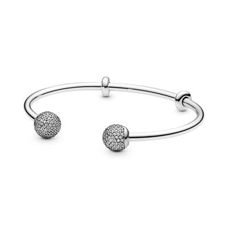 Pandora Moments Pav&eacute; Open Bangle - Dames - Accessoires - Grijs - Maat: ONE Size