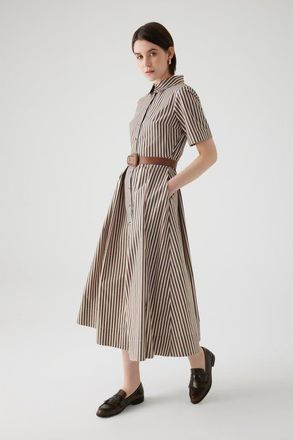 Exquise Amara Midi Dress in Brown Striped at Nordstrom, Size X-Small