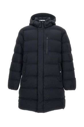 Woolrich Padded Long Coat With Hood And Multiple Pockets