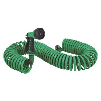 OEM Manguera De Jard&iacute;n Extensible En Espiral De 15 M Con Pistola Rociadora De 7 Modos Para Lavar Coches, Jardines, Plantas Y Mascotas (15 M)