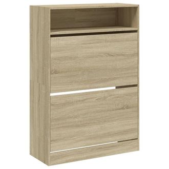 Berkfield Home Shoe Cabinet with 2 Flip-Drawers Sonoma Oak 80x34x116 cm in Light Brown | Size: 80 x 34 x 116 cm