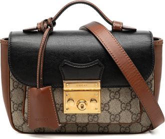 Gucci Pre-owned Gucci Mini GG Supreme and Calfskin Padlock Flap Pocket Satchel Ladies 0J5651U72YEX9LE1