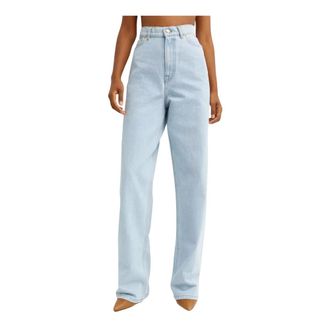 Nina Ricci Jeans, Dames, Blauw, L, Katoen, High-waisted Wide Jeans