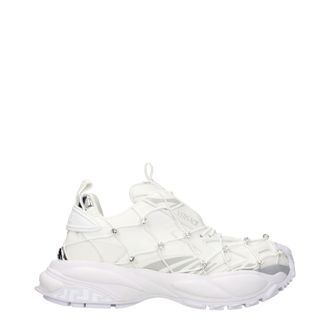 Versace White Fabric Womens Sneakers