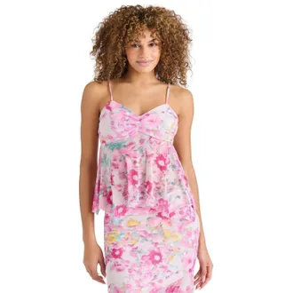 Steve Madden Camisole Top Womens Pink Hydrangea Handkerchief Hem PALL476
