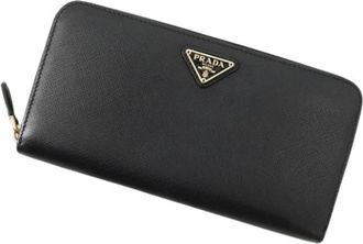 Prada Pre-owned Vintage Lange Portemonnee (bi-fold) - Dames - Vintage Accessoires - Zwart - ONE Size - Leer - Vintage