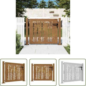 vidaXL Acciaio corten - Cancello da giardino 100x75 cm in acciaio Corten e design in bamb&ugrave;