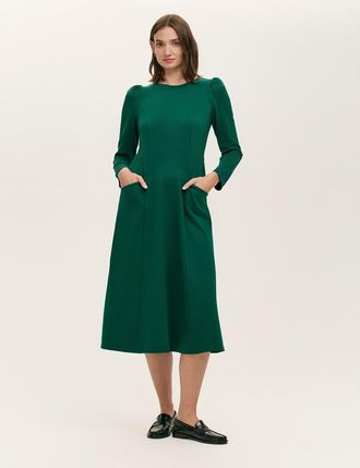 Finery Felice Ponte Jersey Midi Dress in Bottle Green at Nordstrom, Size 10