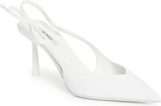 Prada Bow Ponted Toe Slingback Pump in Bianco at Nordstrom, Size 7.5Us