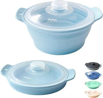 OEM Cesta Vaporera De Silicona Para Microondas De 1,2 Litros, Plegable, Mariscos, Sopas, Arroz, Libre De Bpa, Apta Para Lavavajillas (azul), 1 Unidad