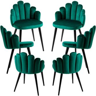Regalos Miguel Regalos Miguel - Packs Sillas Comedor - Pack 6 Sillas Hand Patas Negras Terciopelo - Verde