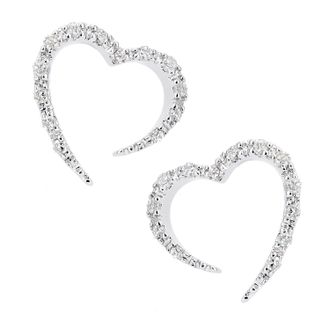 Diamant L'éternel 9ct witgouden diamanten oorknopjes met open hart