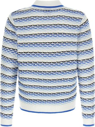 Casablanca Tuck Stitch Knit Polo Shirt - Blue