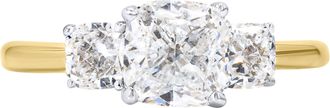 LuvMyJewelry Kahini 14K Gold Cushion Lab Grown Diamond Three Stone Engagement Ring - 2.15 Cts