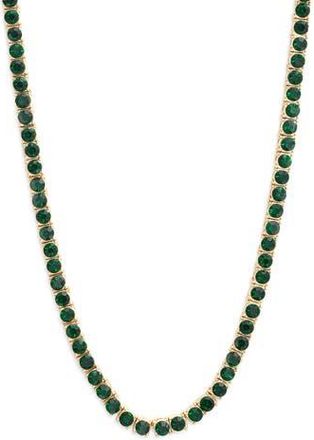 Nordstrom 3mm Cubic Zirconia Tennis Necklace in Emerald- Gold at Nordstrom Rack