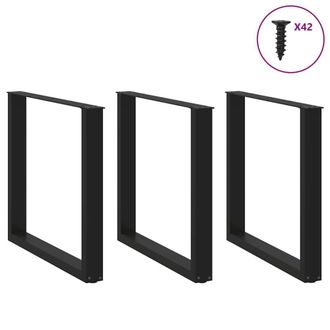 Berkfield Home Modern Coffee Table Legs U-Shaped 3 pcs Black 80x(72-73) cm Steel