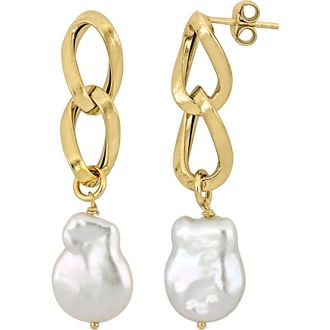 Delmar Cultured Freshwater Keshi Pearl Chain Drop Earrings in White at Nordstrom Rack