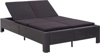 vidaXL Vidaxl - Tumbona Para 2 Personas Con Coj&iacute;n Rat&aacute;n Sint&eacute;tico Negro