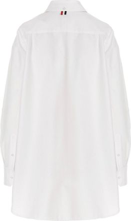 Thom Browne Logo Pussy Bow Blouse - White