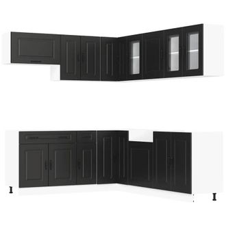 vidaXL Vidaxl - Mueble De Cocina Kalmar Negra 11 Piezas Madera Contrachapada