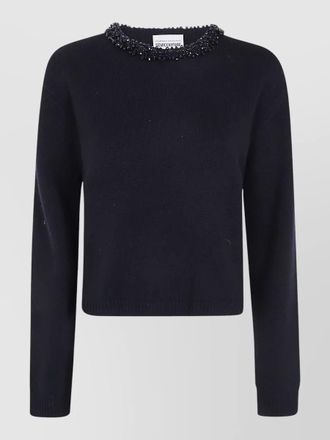 Semicouture cashmere-blend short-sleeve crew-neck sweater
