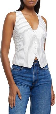 River Island Pinstripe Waistcoat in Cream at Nordstrom Rack, Size 2