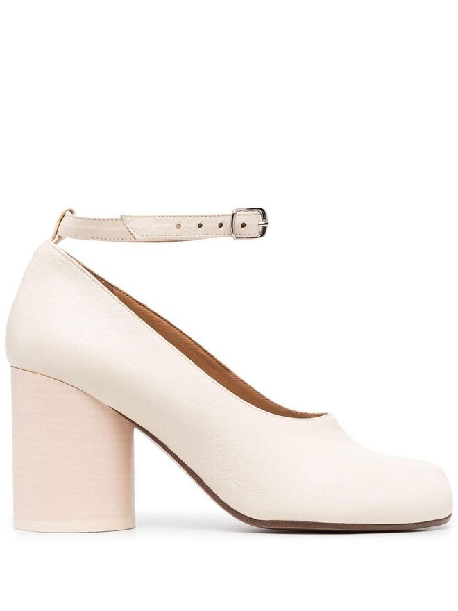 Tabi leather Mary Jane pumps - women - Calf Leather/Calf Leather/Lambskin - 36.5 - White