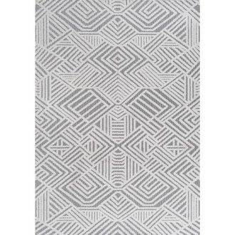 Jonathan Y Designs Jordan High-Low Pile Art Deco Geometric Indoor/Outdoor Area Rug in White/black at Nordstrom, Size 5Ft 0In X 8Ft 0In